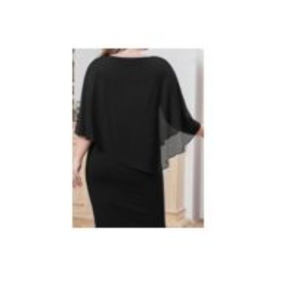 Chiffon Dress Pencil Dress with Capelet, Size 4XL - Picture 5 of 5